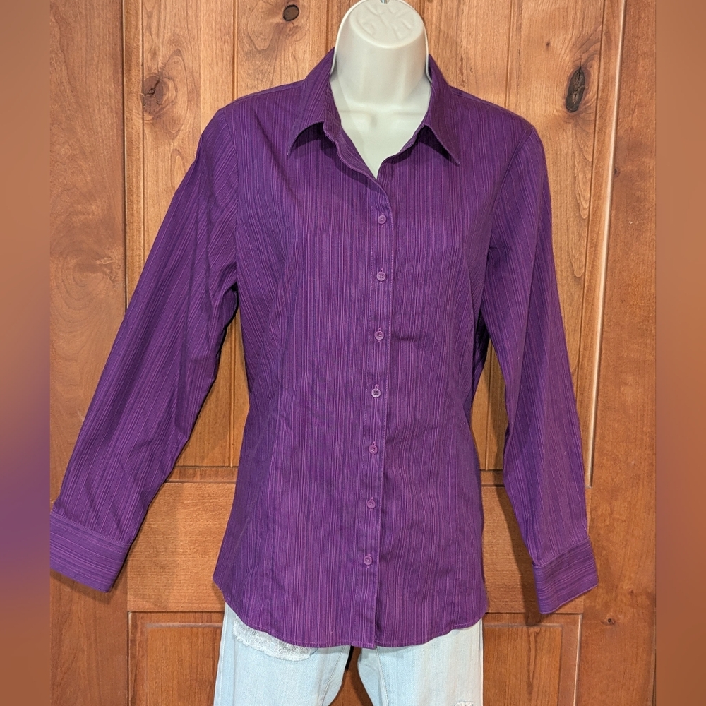 Coldwater Creek Rich Purple Button-Down Shirt